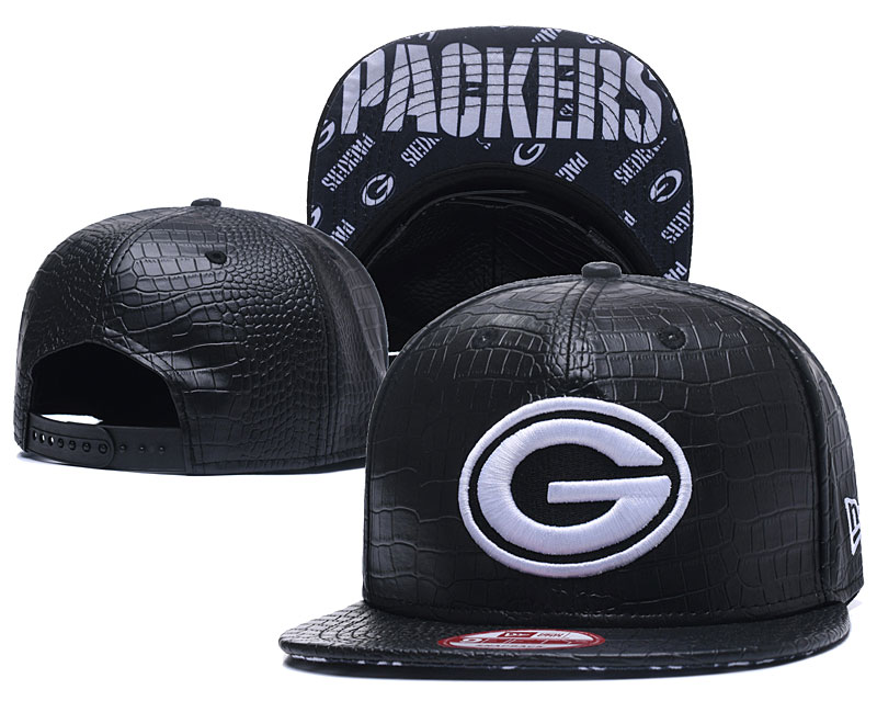 Packers Fresh Logo All Black Leather Adjustable Hat GS