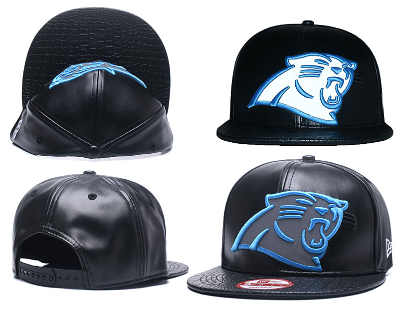Panthers Fresh Logo Black Leather Adjustable Hat GS