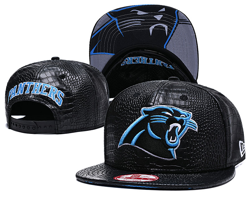 Panthers Team Logo Black Leather Adjustable Hat GS