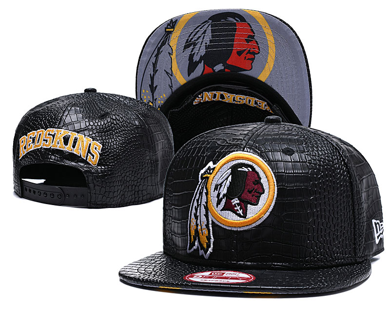 Redskins Fresh Logo Black Leather Adjustable Hat GS