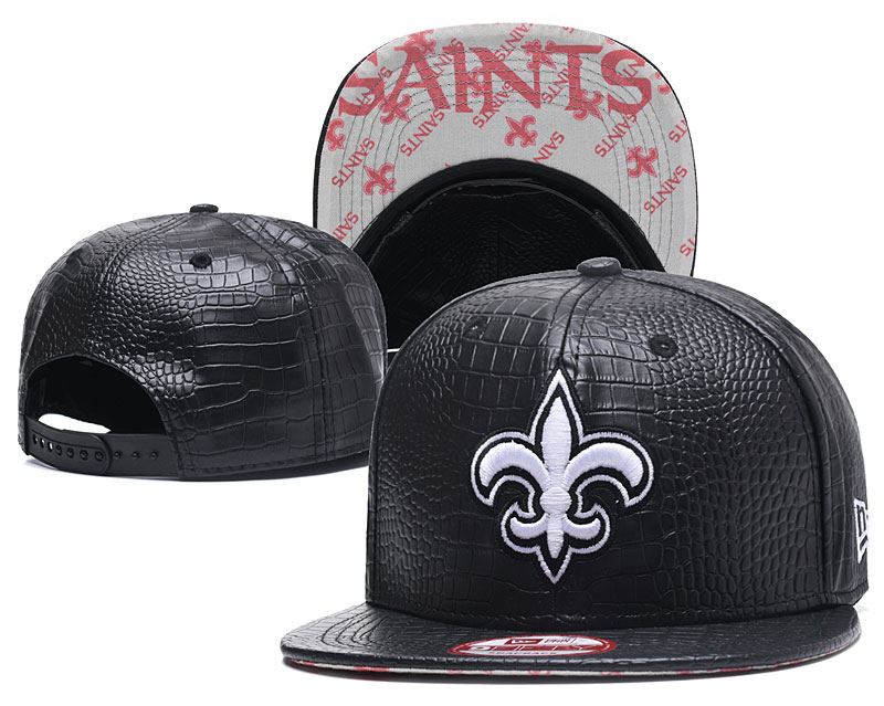 Saints Fresh Logo Black Leather Adjustable Hat GS