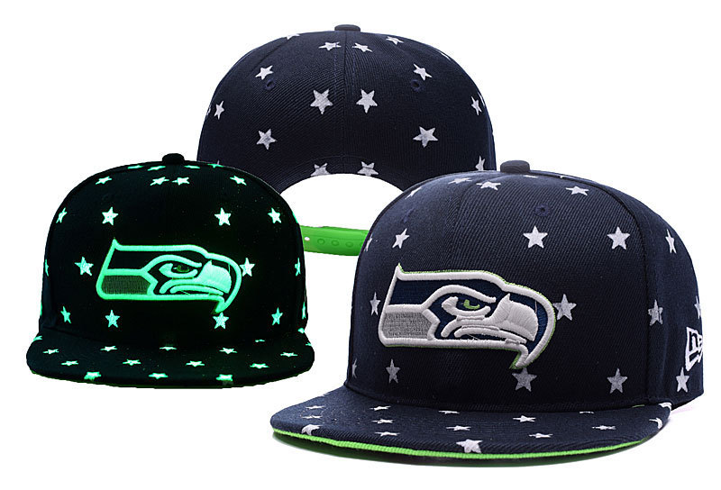 Seahawks Team Logo Black With stars Adjustable Hat YD