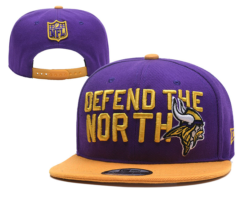 Vikings Team Logo Purple Orange Adjustable Hat YD