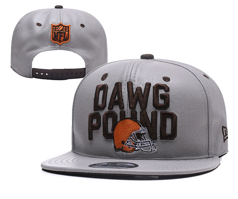 Browns Team Logo Gray Leather Adjustable Hat YD - Click Image to Close