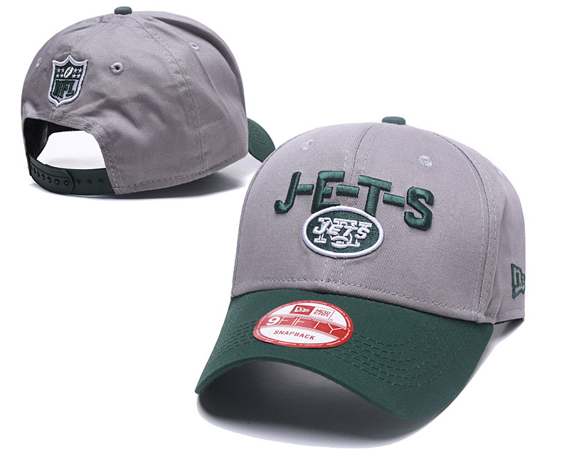 Jets Team Logo Gray Peaked Adjustable Hat GS
