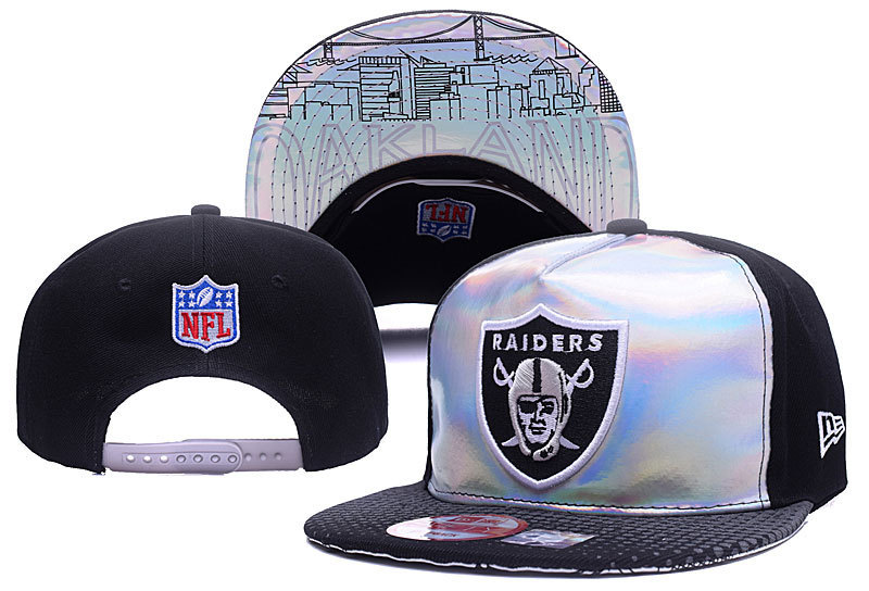Raiders Fresh Logo Silver Glitter Black Adjustable Hat YD