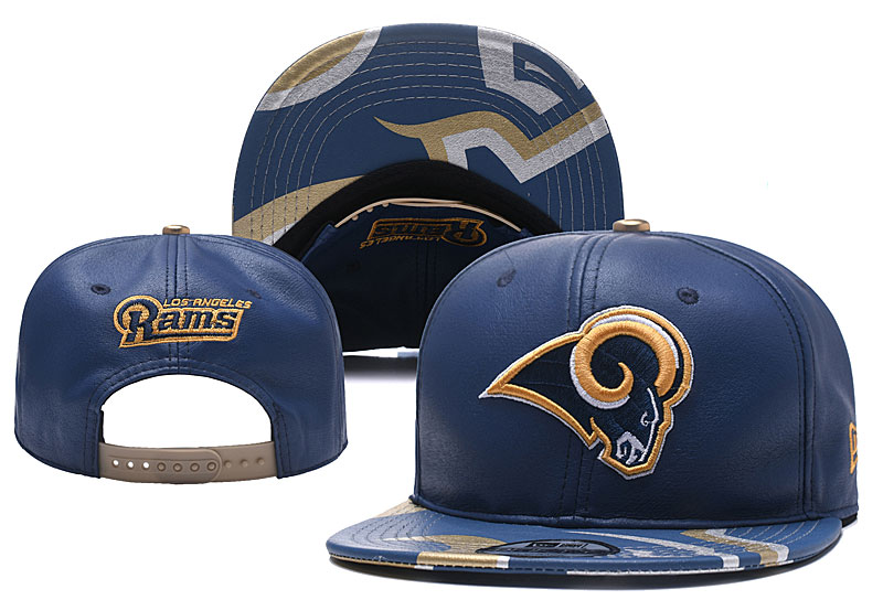 Rams Team Logo Nary Leather Leather Adjustable Hat YD