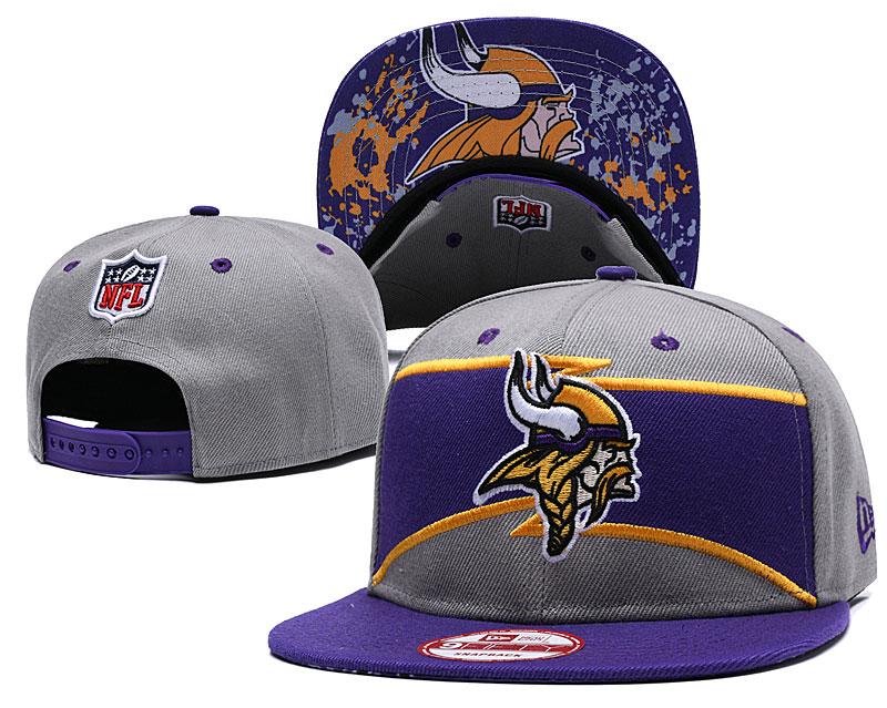 Vikings Team Logo Gray Purple Adjustable Hat GS