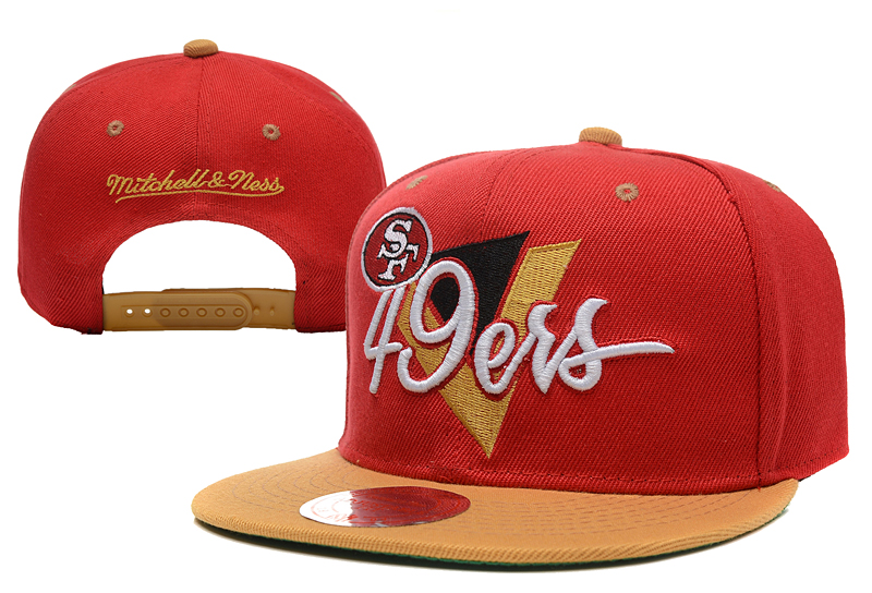 49ers Team Logo Red Mitchell & Ness Adjustable Hat LX