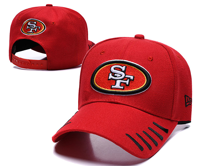 49ers Team Logo Red Peaked Adjustable Hat LH.jpeg