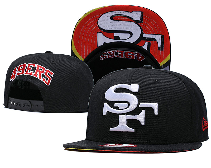 49ers Team White Logo Black Adjustable Hat GS