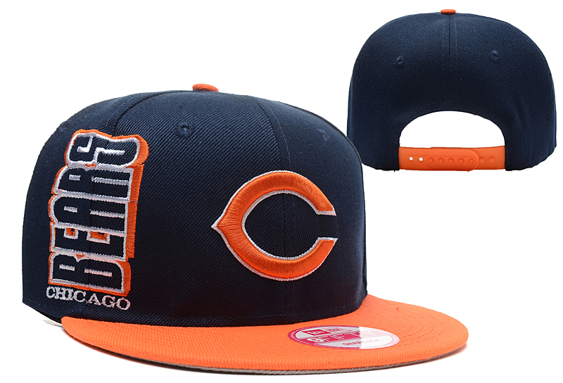 Bears Team Logo Navy Orange Adjustable Hat LX