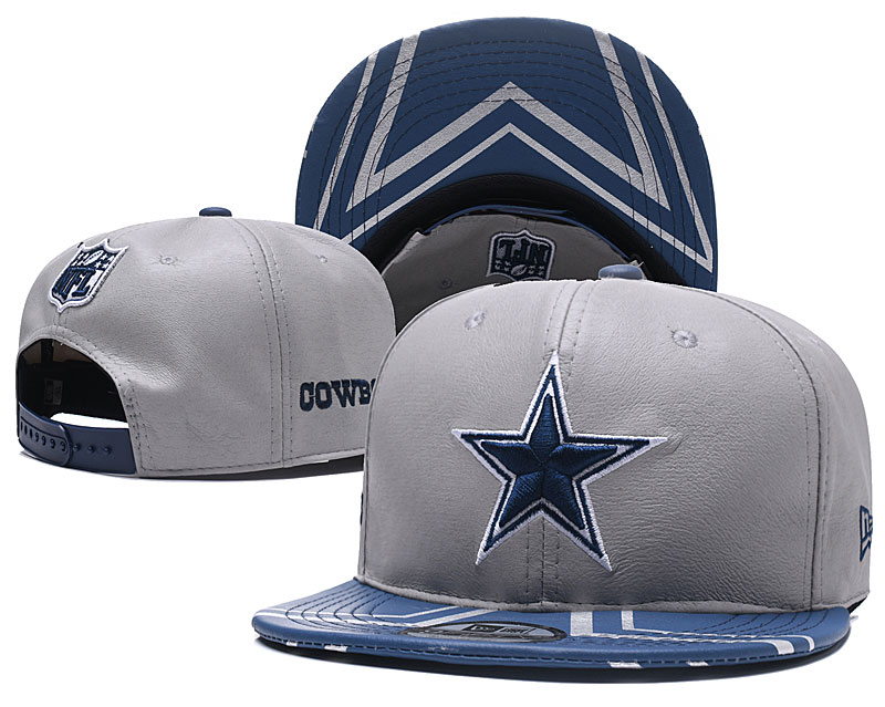 Cowboys Team Logo Gray Leather Adjustable Hat YD