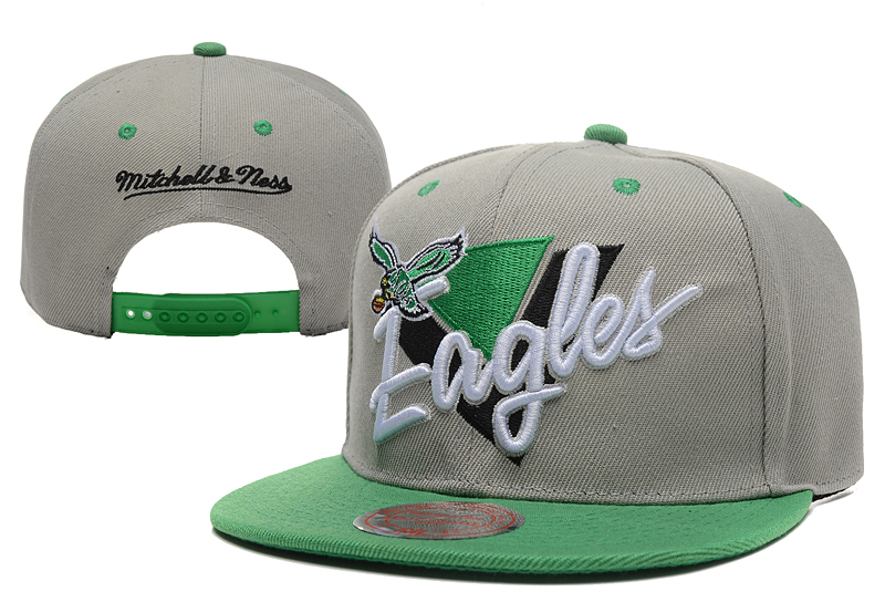 Eagles Team Logo Gray Mitchell & Ness Adjustable Hat LX