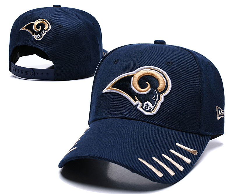 Rams Team Logo Navy Peaked Adjustable Hat LH.jpeg