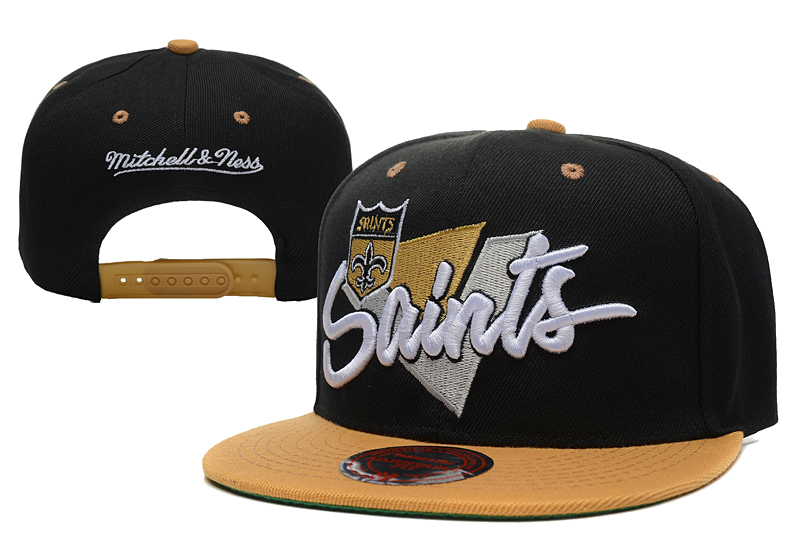Saints Team Logo Black Mitchell & Ness Adjustable Hat LX