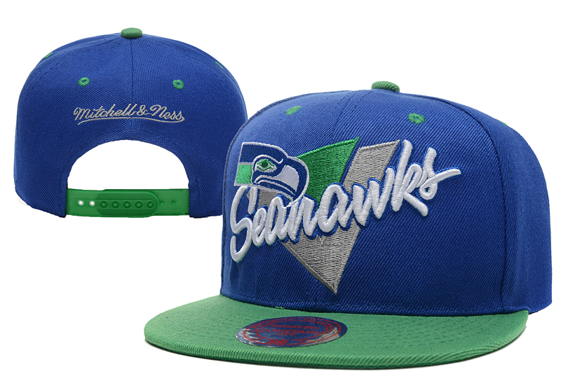 Seahawks Team Logo Blue Mitchell & Ness Adjustable Hat LX