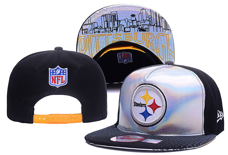 Steelers Fresh Logo Sliver Black Adjustable Hat YD