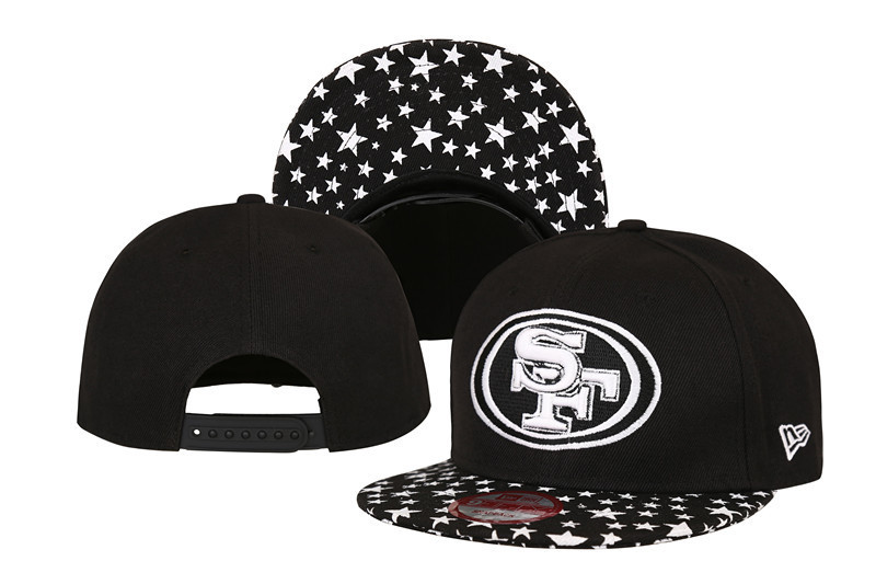 49ers Fresh Logo Black With Star Adjustable Hat LT