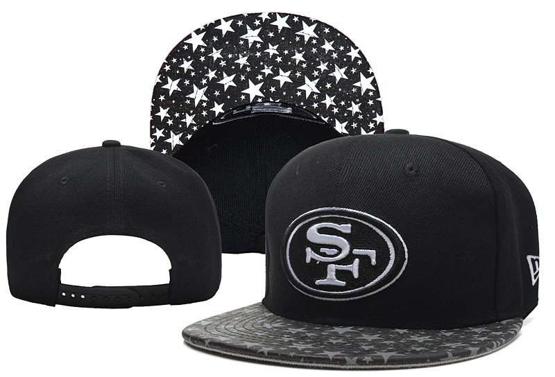 49ers Team Logo All Black Stars Adjustable Hat YD