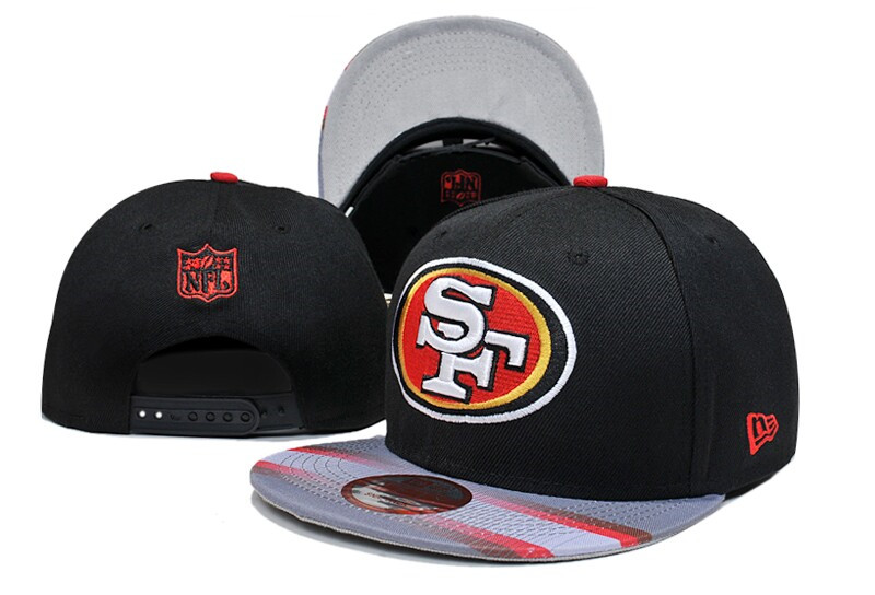 49ers Team Logo Black Red Adjustable Hat LT