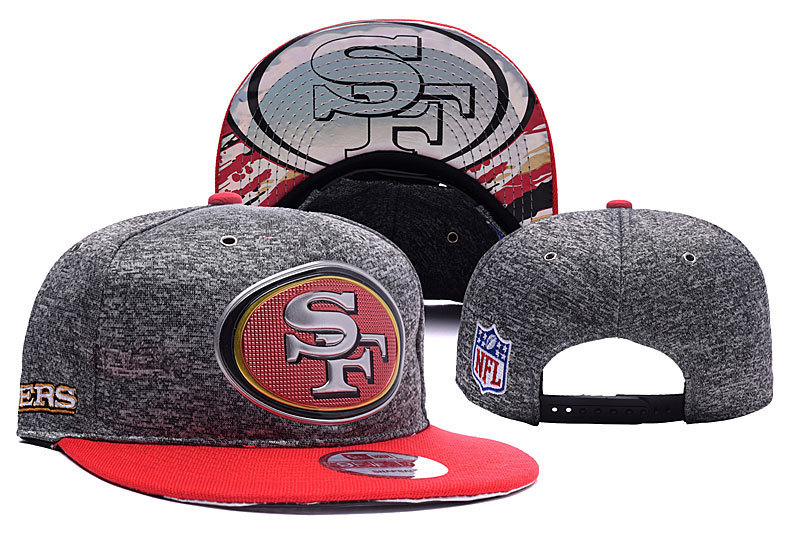 49ers Team Logo Gray Red Adjustable Hat YD
