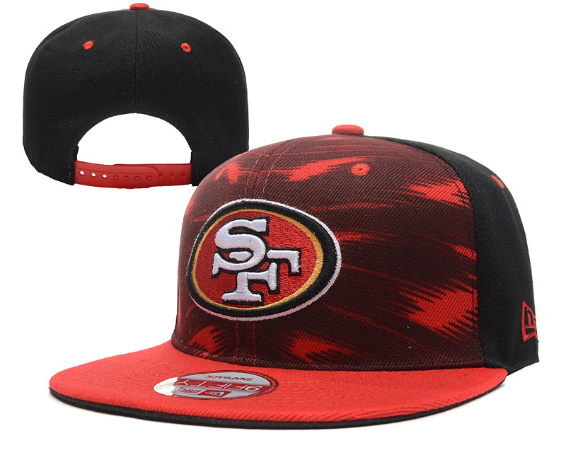 49ers Team Logo Red Black Adjustable Hat YD