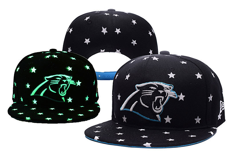 Panthers Team Logo Black With Stars Adjustable Hat YD