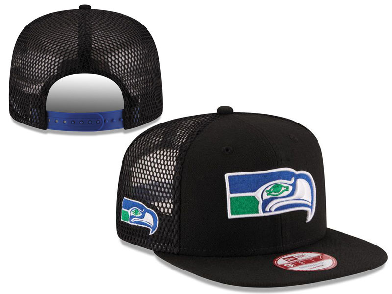 Seahawks Fresh Logo Black Hollow Carved Adjustable Hat LT