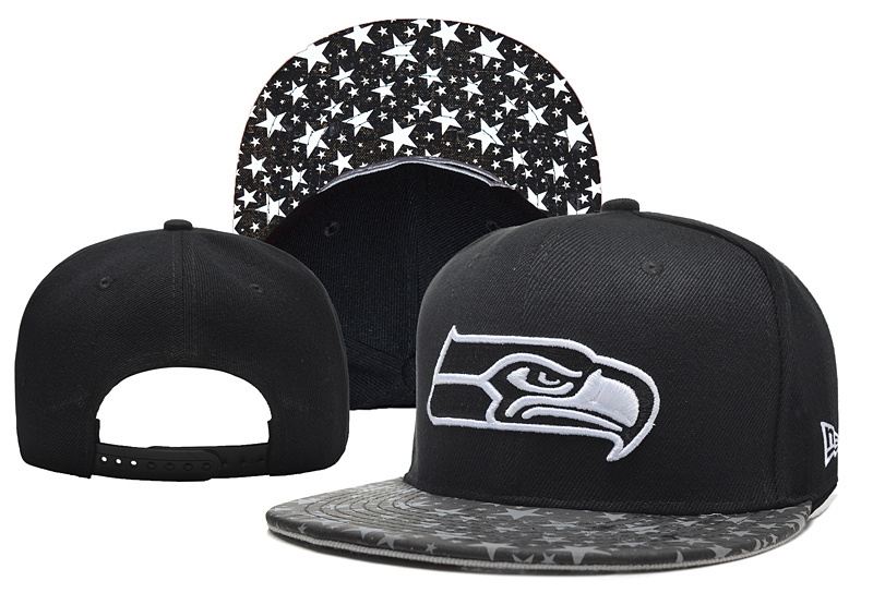 Seahawks Team Logo Black Stars Adjustable Hat YD