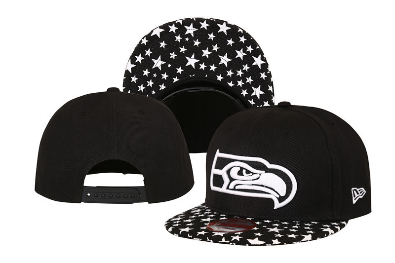 Seahawks Team Logo Black With The Star Adjustable Hat LT - Click Image to Close