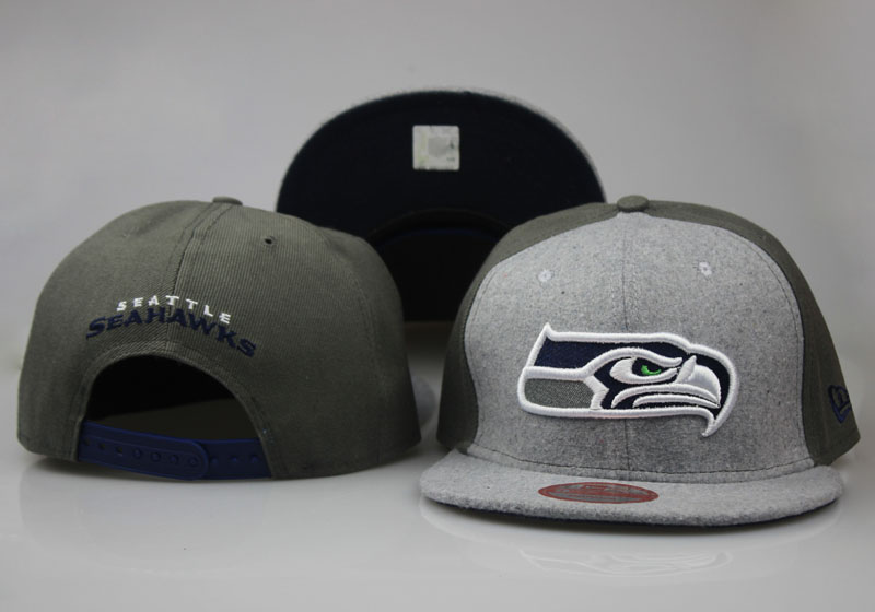 Seahawks Team Logo Gray Olive Adjustable Hat LT - Click Image to Close