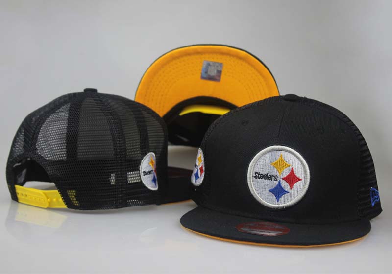 Steelers Fresh Logo Black Hollow Carved Adjustable Hat LT