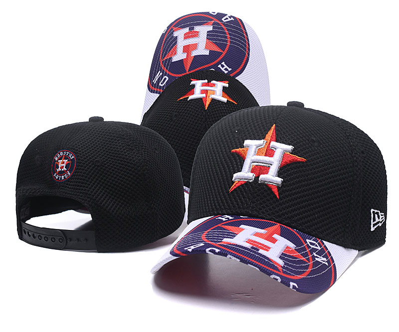 Astros Fresh Logo Black Peaked Adjustable Hat TX