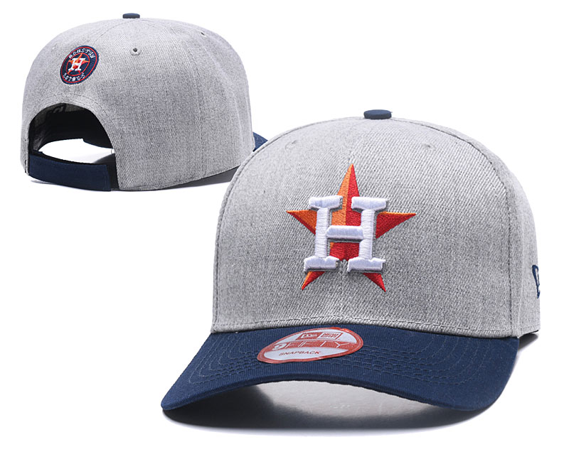 Astros Fresh Logo Gray Blue Peaked Adjustable Hat TX