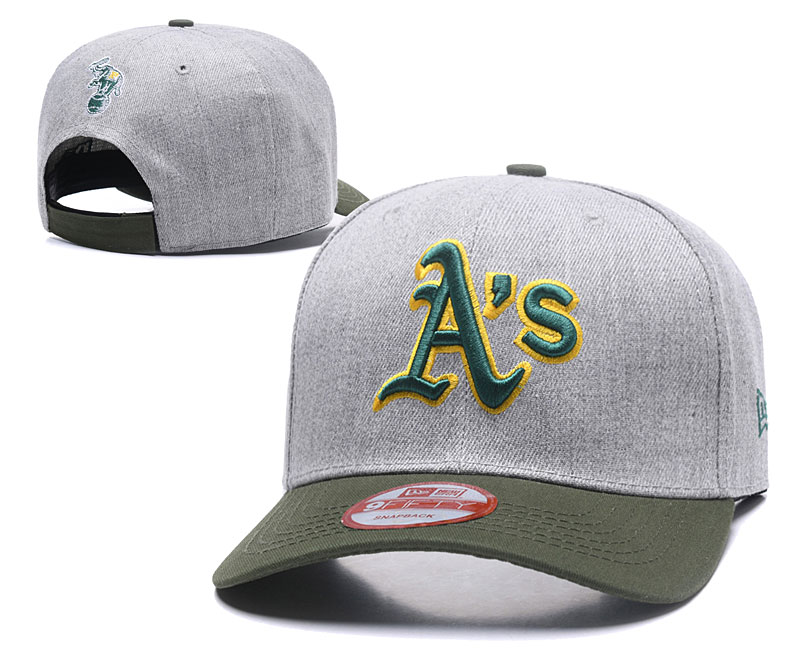 Athletics Team Logo Green Gray Peaked Adjustable Hat TX