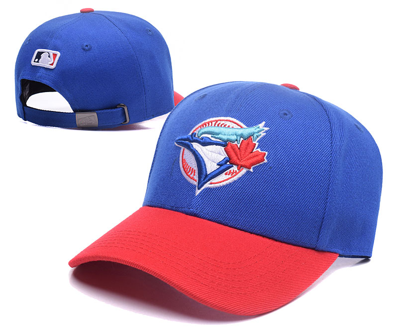 Blue Jays Team Logo Blue Red Peaked Adjustable Hat TX