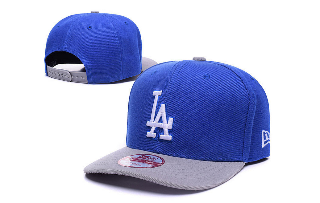 Dodgers Team Logo Blue Cool Gray Peaked Adjustable Hat TX