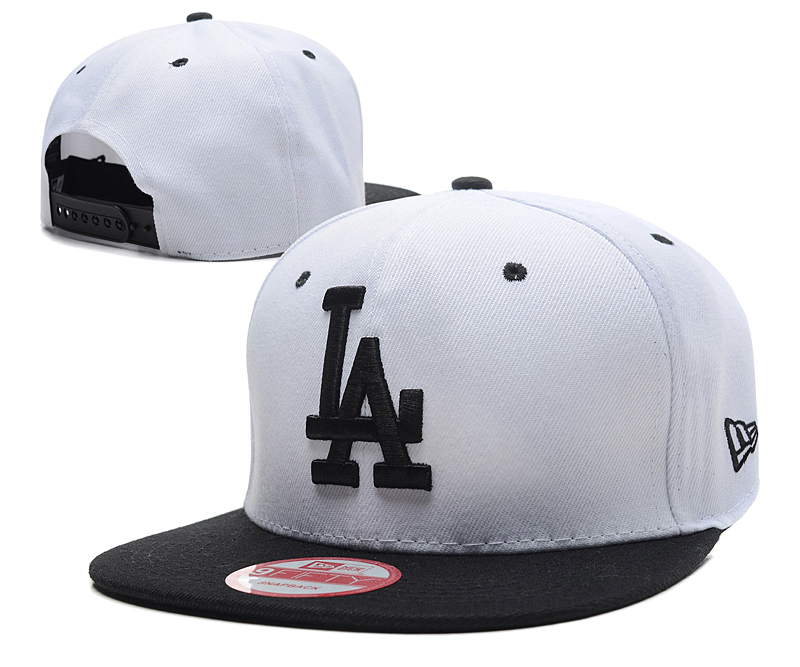 Dodgers Team Logo White Black Adjustable Hat SG