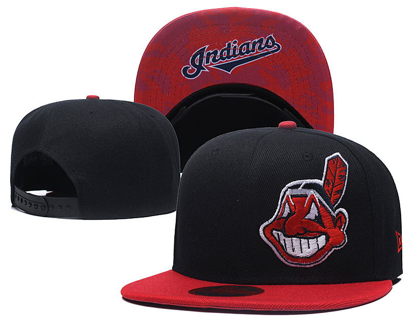 Indians Team Logo Black Red Adjustable Hat LH