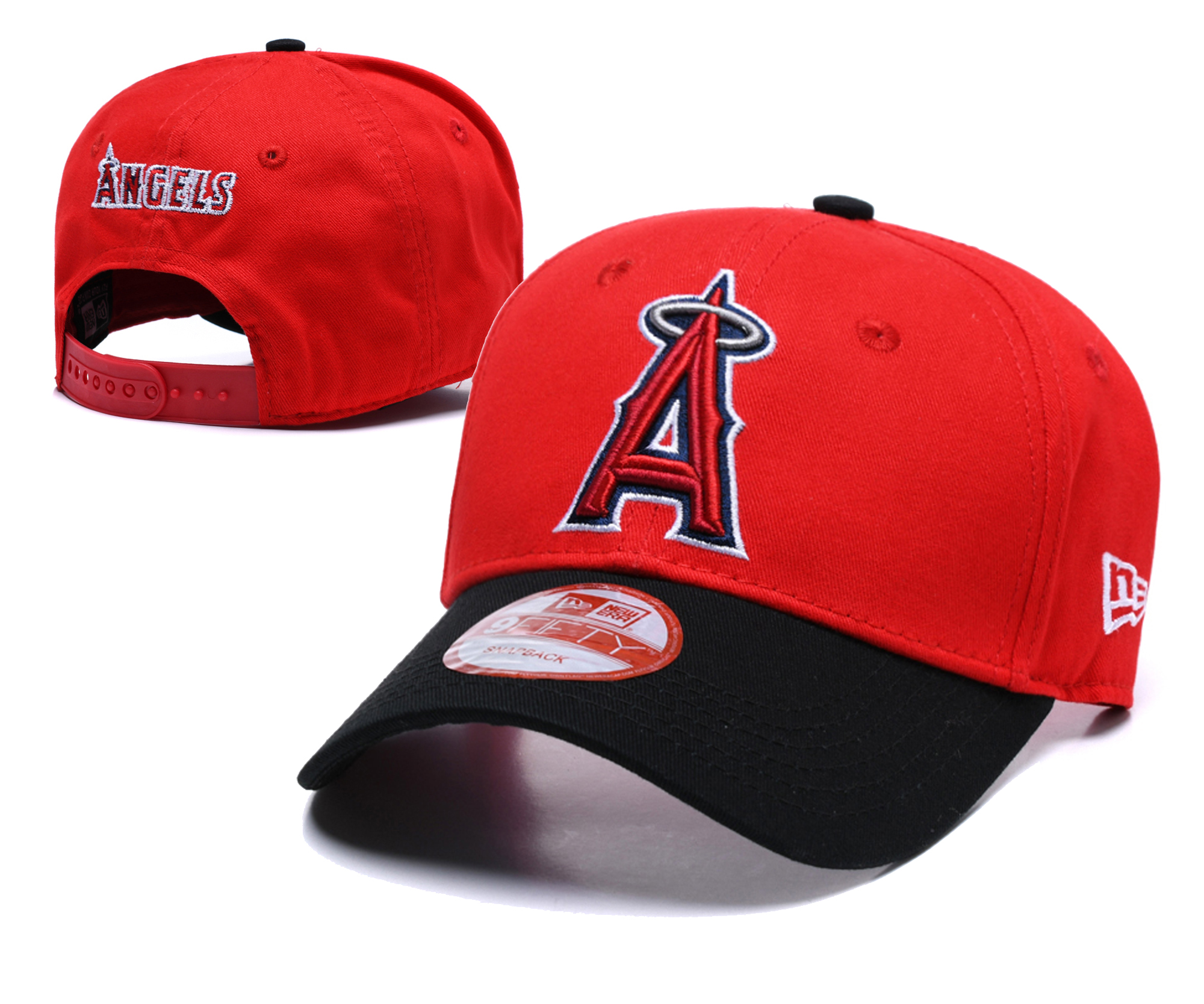 Angels Fresh Logo Red Black Peaked Adjustable Hat TX