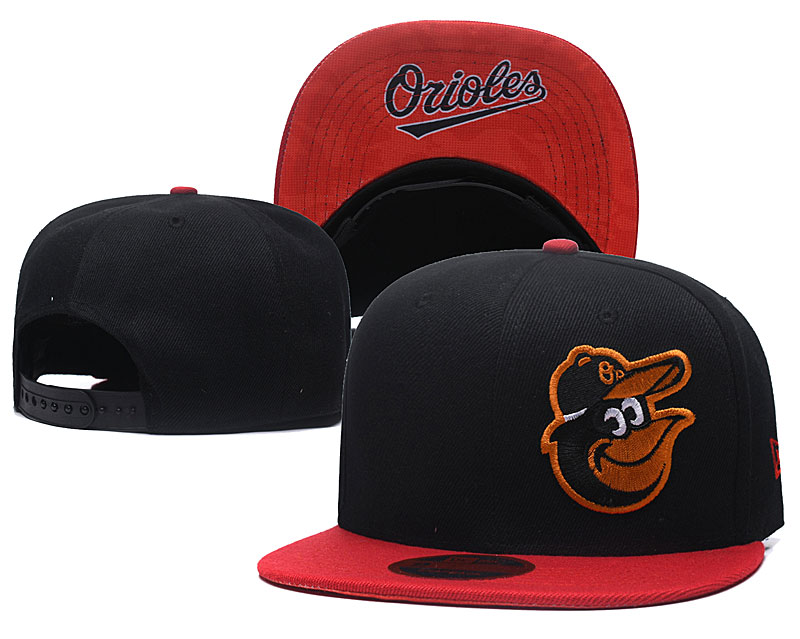 Orioles Team Logo Black Red Adjustable Hat LH