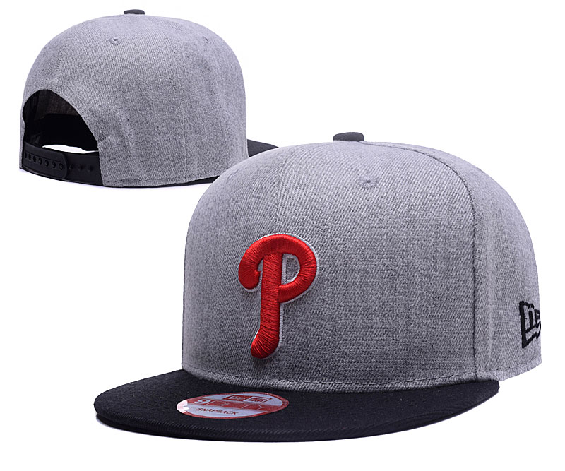 Phillies Team Logo Gray Adjustable Hat LH - Click Image to Close