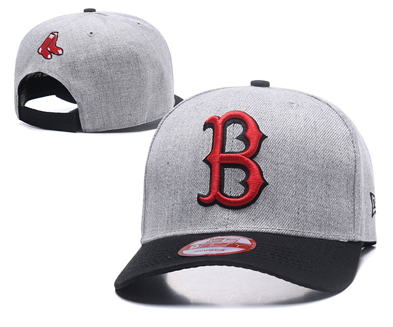 Red Sox Team Logo Gray Peaked Adjustable Hat TX