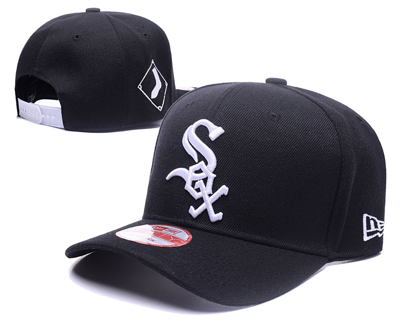 White Sox Team Logo Black Peaked Adjustable Hat TX