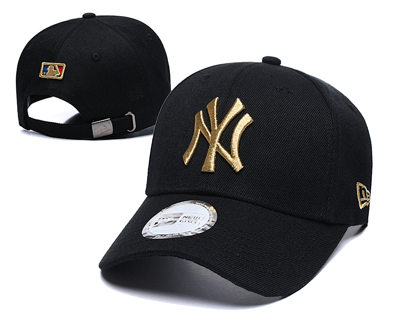 Yankees Fresh Logo Black Peaked Adjustable Hat TX