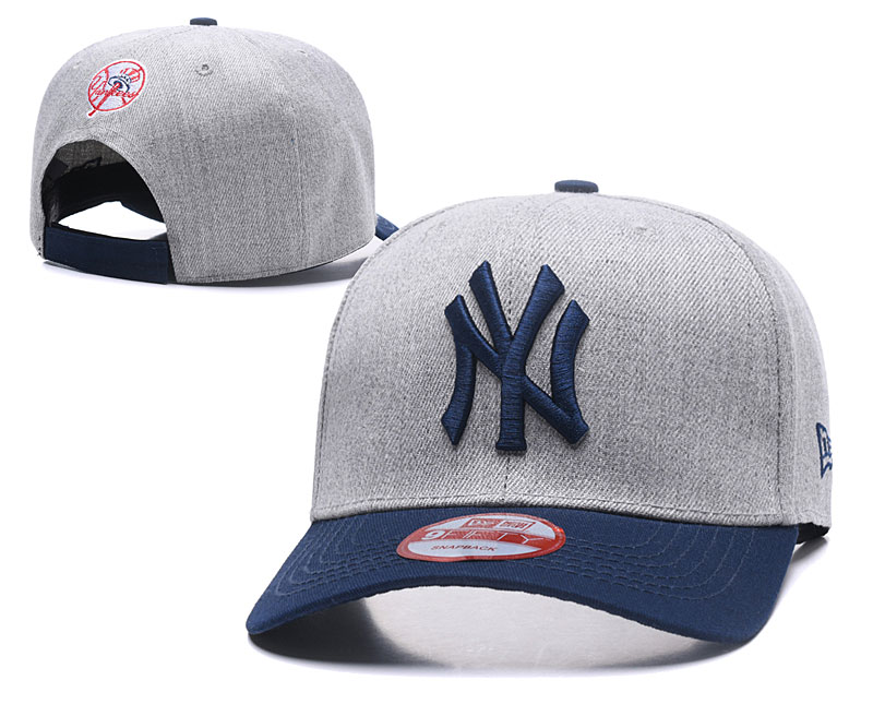 Yankees Fresh Logo Gray Navy Peaked Adjustable Hat TX