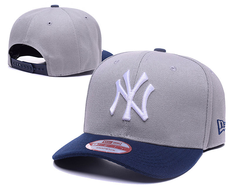 Yankees Fresh Logo Gray Peaked Adjustable Hat TX