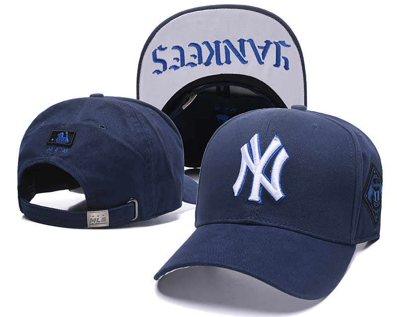 Yankees Fresh Logo Navy Peaked Adjustable Hat TX