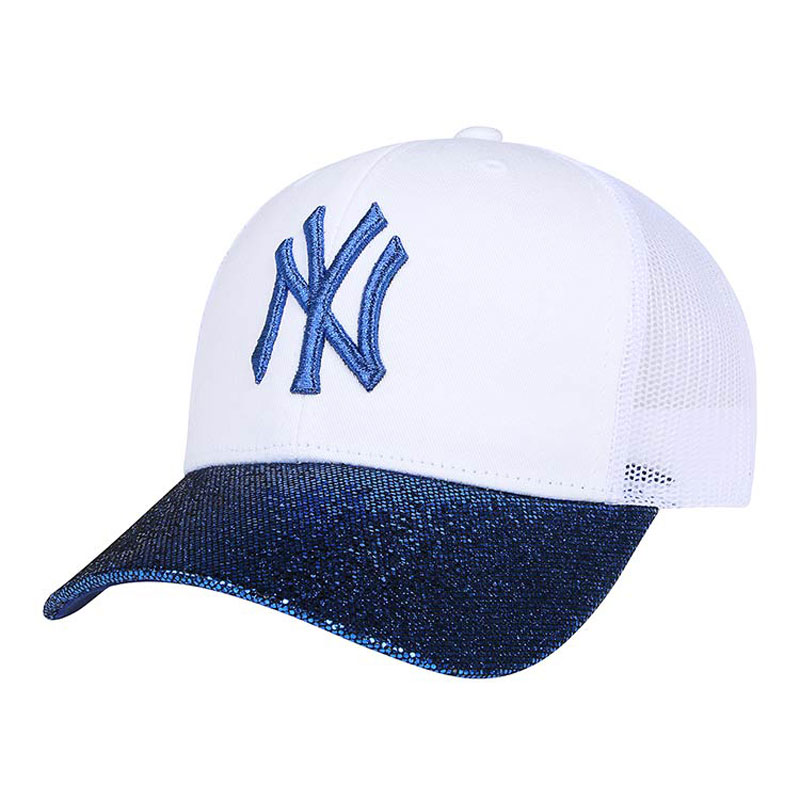 Yankees Fresh Logo Navy Sequin Hollow Carved Peaked Adjustable Hat TX